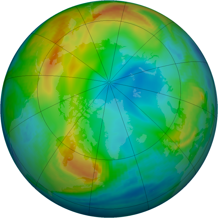 Arctic ozone map for 28 December 1999